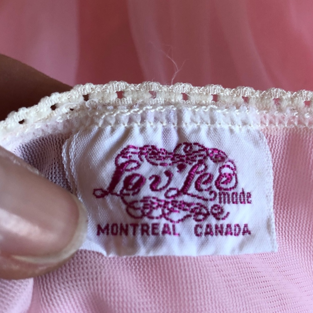 Vintage pink ruffle nightie 2 layers nylon - Picture 4 of 7